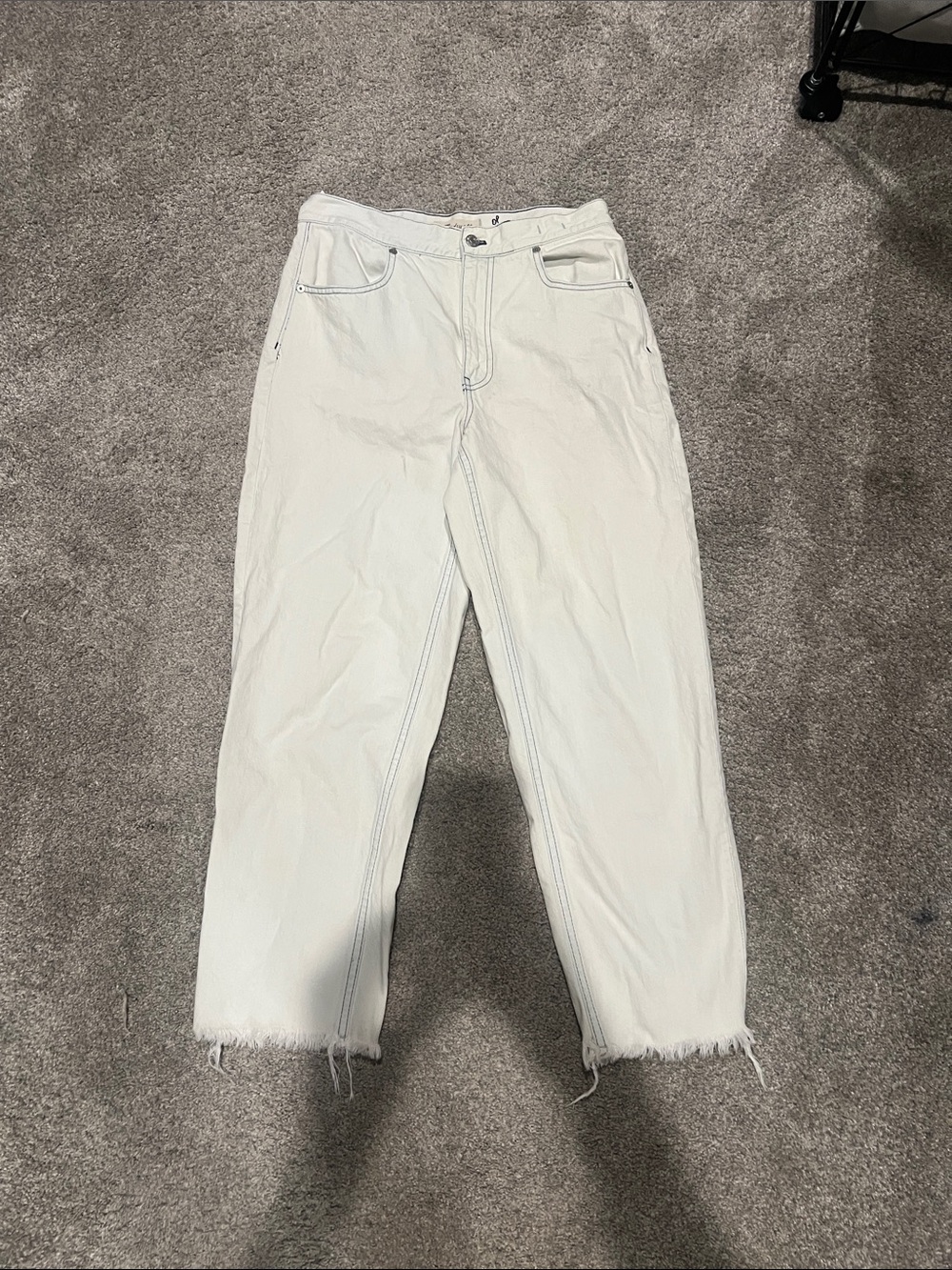 Madewell Off-White Flare Jeans with Frayed Hem